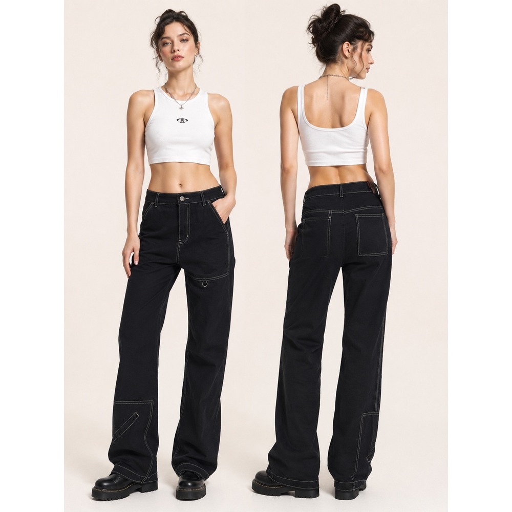 Chico's Design Black  Utility Carpenter‎ Pants Y2K Streetstyle 29x28